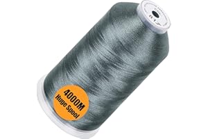 New brothread - Bobine Géante Unique 4000M/Chacune 100% Polyester Fil Machine à Broder 40WT pour Machines Commerciales et Domestiques - Gray