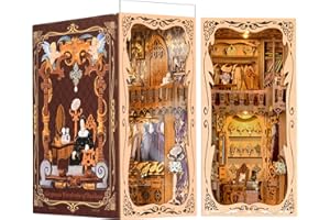 Minicity Book Nook Kit, DIY Miniature Dollhouse Booknook Kit, 3D Wooden Puzzle Bookend Bookshelf Insert Decor with LED Light for Teens and Adults, Duchess's Cloakroom