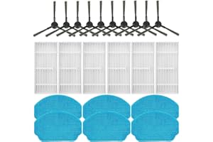 JINDEHUI Kit Accesorios de Recambio para Cecotec Conga 999 Origin X-Treme/Conga 999 Origin Genesis Robots aspiradores Repuesto, 10 Cepillos Laterales, 6 Filtro Hepa, 6 paños para fregona Mopa