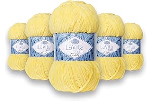 LaVita Yarn VELUR Hilo de lana para tejer a mano, paquete de 5 unidades, 100 % hilo deportivo de micropoliéster, 100 g por ovillo, 120 m (2026)