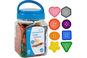EDX EDUCATION edxeducation Przezroczyste duże guziki - mini słoik - zestaw 60 sztuk - zabawka sensoryczna - akcesoria do paneli świetlnych - zasoby wczesnych lat - wiek 18 m +