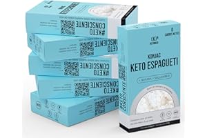 KETONICO Konjac Keto Sin Gluten, Sin Lactosa, Sin Soja, Sin OMG, Certificado Keto 1.2g Carbohidratos por Plato, Pack 6x Konjac Espaguetti