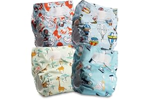 LITTLES & BLOOMZ Littles and Bloomz - Pañal reutilizable para bebé con HOOK-LOOP, 4 pañales, FLV2-0402