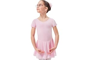 tanzmuster Ballettkleid Mädchen Kurzarm - Lucy - Gr. 92-170 - weiche Baumwolle - Chiffon Röckchen - Ballett Trikot für Kinder