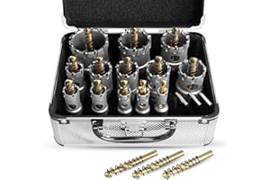 METOTY 19 stück lochsäge metall set,Hartmetall Lochsäge,Hartmetall Bohrer Metall tarke TCT Bohrer Set,mit Titan-Piloten und L-Wrench,für Stahl Eisen Aluminum Metall Hole Saw