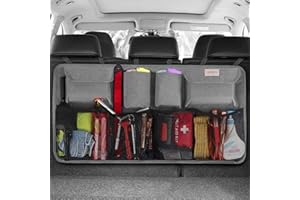 SURDOCA Organiseur de coffre de voiture universel 3ème génération avec 8 grandes poches, fermeture Velcro, sac de rangement solide