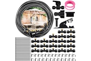GUHAOOL 103PCS Kit Nebulizador Terraza, 18M Sistema Nebulización Sistema Riego Automático con 20 Boquilla de Nebulizadora de Latón+ 20 Conector de Boquilla Tobera T, para Giardino, Sombrillas