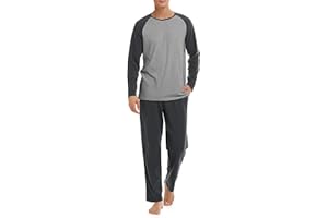 DAVID ARCHY Men's Pyjamas Sets, Cotton Men's Loungewear Set, Breathable and Comfortable Comfortable Sleepwear Pjs Set