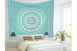 Popular Handicrafts - Arazzo da appendere al muro, in tessuto ombré, decorazione artistica da parete con motivo mandala indiano, stile hippie e bohémien, utilizzabile come copriletto