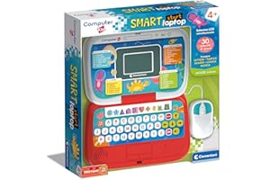 Clementoni - Computer Kid Smart Laptop Educativo Bambini 4+ Anni, 30 attività Educative, Gioco Elettronico per Imparare Lettere, Numeri e Musica, Mouse e Batterie Inclusi, Lingua Italiana, 16482