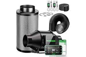 VIVOSUN Kit de Extracción Ventilador de Conducto 100mm AeroZesh G4 con GrowHub E42A+, Controlador WiFi VPD Temperatura Humedad, Filtro de Carbón Activo y Conducto para Tiendas de Cultivo e Hidroponía