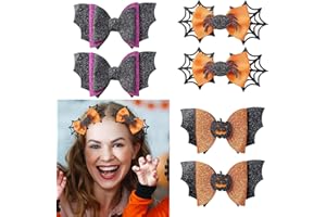HUDIEPAN 6 Pezzi Accessori Capelli Halloween, Fermagli e Tornante per Bambini - Festa a Tema