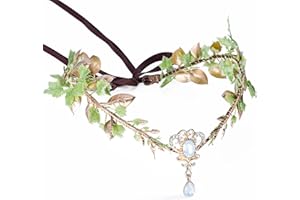 MOSTORY Handmade Woodland Vine Headpiece Green Leaves Elf Headband Fairy Crystal Crown Goddess Elven Circlet Tiara for Wedding Bridal Birthday Women Womens Costume Hair Accessory
