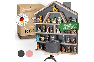 STERNFELD Magnetisches Tonie Regal für Toniebox & Tonies Hörfiguren - Vormontiertes [60x50cm] - Nachhaltiges Kinderzimmer - Toni mit abgerundeten Ecken, STE-TO1000, Grau