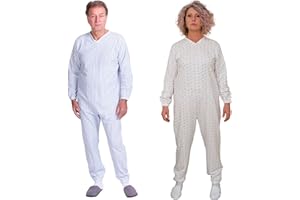FERRUCCI COMFORT Pigiama Sanitario Invernale per Anziani - 9012 F - Unisex - Adatto per l'inverno - Felpato
