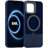Ehr. iPhone 13/14 ile Uyumlu Magsafe Wireless Şarj &Ouml;zellikli Mat S&uuml;et Deri Nakışlı İ&ccedil;i Kadife Silikon Arka Kapak (Mavi, iPhon
