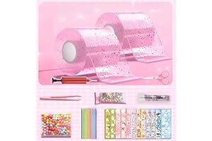 AHYDFSR 28 PCS Bulles Nano Tape, 2 Rouleaux Ruban Adhésif à Bulles, Pour bulles de bulles,Nano Tape élastique,Kit de bricolage, Nano Tape avec Pailles et Paillette, pour enfants adultes, Rose