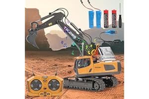 BANAONE Control Bagger, Ferngesteuerter Kettenbagger, Ferngesteuerter Bagger Spielzeug für Jungen, 680° Drehung, Licht und Soundeffekten, Weihnachten Geburtstag Geschenk Junge 6 7 8 9 10 11 12 Jahre