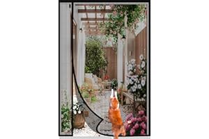 DIKER Ekran magnetyczny z bocznym otwieraniem, moskitiera, drzwi, siatka na patio, siatka na owady do ochrony przed muchami i robakami, moskitiera na drzwi francuskie 120x220cm, czarna