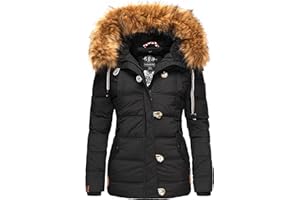 Navahoo Zoja damska kurtka zimowa, pikowana kurtka ze zdejmowanym sztucznym futrem, rozmiary XS-XXL