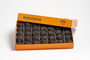 Trufas de Chocolate Negro Artesanas. Mazapanes Barroso. Bolitas de Cacao de Ceilán Recubiertas de Virutas de Chocolate. 35 Unidades. Estuches de 650 gramos.