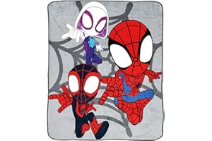 ‎JAY FRANCO Jay Franco Marvel Spidey and His Super Friends 130 x 150 cm Fluffy Sofa Blanket / Bedspread Fluffy with Miles Morales & Ghost Spider Gwen