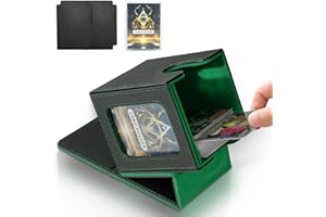 IVODEELA Deck Box con Due Divisori,Magnetic Flip Deck Box Magic mit Display per MTG Magic Commander TCG,Porta Deck Capacità di 100+ Carte,Pelle PU Deckbox,Nero Verde