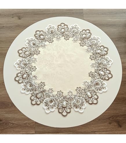 Lioaeust Kant tafelkleed, Wit Ovaal Kant Tafelkleed Doily Geborduurde Bloemen Kleine Tafelhoes Home Decor 40X85Cm