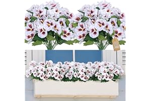 SOMYTING 10 piezas de pensamientos artificiales para exteriores, flores artificiales de seda, resistentes a los rayos UV, plantas de plástico para porche delantero, jardín, ventana, caja colgante para