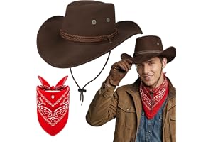 Saier tbo 2 stycken cowboyhatt & bandana-set, västerländsk cowboy kostym tillbehörssats med cowboyhattar paisley-bandana för män kvinnor karneval halloween västtemafest cosplay
