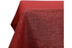 Deconovo Tovaglia Rettangolare in Finto Lino 150x300 cm - Elegante e Decorativa per Sala da Pranzo e Feste - Rosso, 1 Pezzo