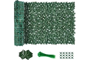 AGJIDSO Artificial Ivy Fence Screening, 3m x 1m (2 * 3x0.5m) Artificial Hedges Panels, Privacy Fence Screen for Garden, Balcony, Outdoor,100PCS Zip Ties(sweet potato leaves)