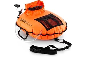 BUDDYSWIM Open Water Swimming Hydration Safety Buoy with Accessible Central Compartment Includes Waterproof Mobile Phone Case