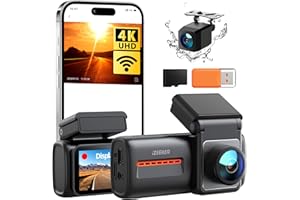iZEEKER 4K Dash Cam Auto, WiFi 6 Dashcam Auto con Scheda SD 32G, Doppia Dash Cam 4K+1080P, Display IPS da 2,99", APP, Visione Notturna, Sensore G, Registrazione in Loop, Modalità Parcheggio 24H