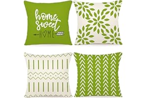 YCOLL Fundas de Cojín, Funda de Almohada del Sofá Throw Cojín Decoración Almohada Funda de Almohada de Lino de la Cubierta Decorativo para Sala de Estar Sofás 40 x 40cm Juego de 4 (Verde Salvia)