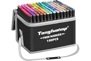 Tongfushop Rotulador de 168 Colores, Rotuladores Alcohol Doble Punta, 2S Secado Rápido Marcadores Permanente con Bolsa de Almacenamiento y Espaciador para, Adultos Bocetos, Cómics, Colorear