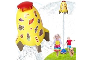 WGDE TOY Toys Gifts for 3 4 5 6 7 8 9 10 Year Old Boys Girls, Rocket Toy, Outdoor Yard Sprinkler Toy Rocket Sprinkler Summer Toy, Water Pressure Control Flight Altitude, Water Sprayer Toys for Kids