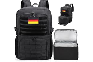 BERTASCHE Lunch Rucksack, Laptop Rucksack mit Kühltasche für 15,6 Zoll, 2-IN-1 Rucksack Herren für Taktisch Arbeit Schule Picknick Uni, Schwarz