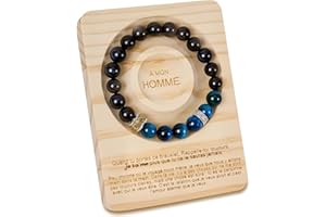 Lueaurra Idee Cadeau Homme Bracelet Pierres Naturelles Homme Cadeau Saint Valentin Homme Cadeaux Noel Homme Cadeau Anniversaire Bracelet Cadeaux pour Mari Couple