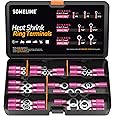 SOMELINE® M3-M12 Ring Terminals, Heat Shrink Connector Set, Crimp Connector 0.34-1.5 mm², Ring Terminals with Heat Shrink Insulation, Tinned Copper Connector, Red, 7 Sizes, 35 Pieces