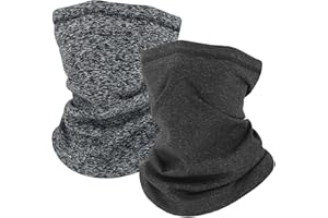 bssmmai Lot de 2 cache-cou d'hiver pour homme et femme - Multifonction - Élastique doux - Coupe-vent - Masque de ski pour le ski, le vélo, le jogging, noir, gris, 45CM