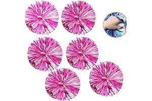 YIPUETERNITY 6pcs Pom Poms Cheerleading, Pompoms Cheerleader, 35cm Metallici PON PON Cheerleader, Cheerleader Pom Poms Pallina con Manico per Sport di Squadra Calcio Ballo Cheering Bambini Adulti