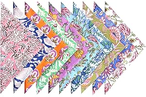 NAMASTE TRENDS Cloth Napkins Set of 10 Hand Block Print 100% Cotton Washable Absorbent handkerchiefs for Dinner Parties, Weddings, Christmas, Thanksgiving (Multicolor)