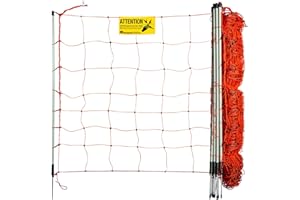 horizont StrongLine - Recinzione di pecora alta 90 cm - Recinzione elettrica lunga 50 m 14 pali in fibra di vetro con punta singola - Recinzione mobile per pecore, capre e agnelli, recinzione di alta