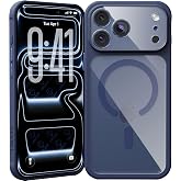 URUCHI [Kamera Korumalı] iPhone 18 Pro Max / 17 Pro Max Manyetik Halkalı Kılıf, Lacivert, Şeffaf Parlak Arka Panel Kamera Mod