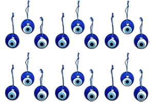 MYSTIC JEWELS Ojo Turco para colgar, cristal contra mal de ojo azul, para la buena suerte, 4cm de diametro con aguero y hilo, nazar boncuk, evil eye (18)