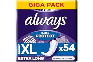 Always Dailies Long Plus Extra Protect - Braguitas para mujer, 54 compresas, con aroma fresco, apto para todas las formas de calzadas, transpirable, flexible