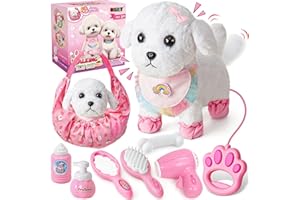 G.C Electrónica Perro Juguete Niña, Peluche de Cachorro Robot Que Camina, Ladra y Mueve la Cola, Bolso de Bandolera, Perrito Juguetes Interactivos Juegos de rol Regalo para Niña 3 4 5 6 Años