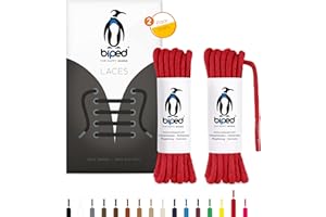 ‎BIPED biped LACES 2 Paar runde Schnürsenkel aus Baumwolle ø 3,5 mm - reißfeste Qualitäts- Schuhbänder für Lederschuhe, Stiefel, Sneaker - für Freizeit und Sportschuhe - made in EU z2901(rot,100 cm)
