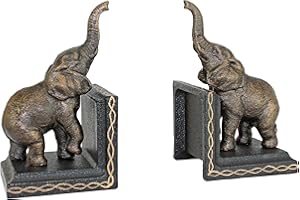 Design Toscano Triumphant Elephant Cast Iron Sculptural Bookend Pair